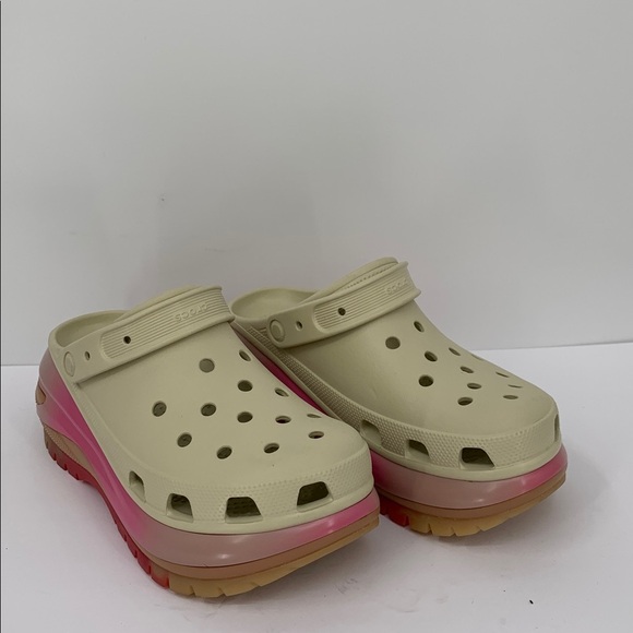 CROCS Mega Crush colordip clog shoe platform ombre pink tan slide wedge women 12 - Picture 5 of 7